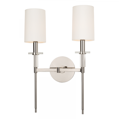 Twin Wall Light Polished Nickel Hudson Valley Amherst 8512-PN-CE