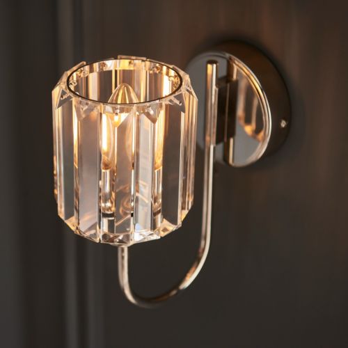 Endon Berenice 1 Light Wall Light Bright Nickel Plate & Clear Glass 104109