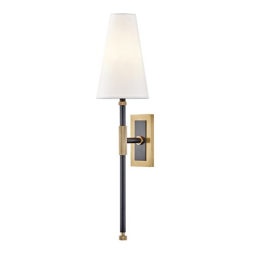 Hudson Valley Bowery 1 Light Wall Bracket Aged Old Bronze with Off White Shade 3721-AOB-CE