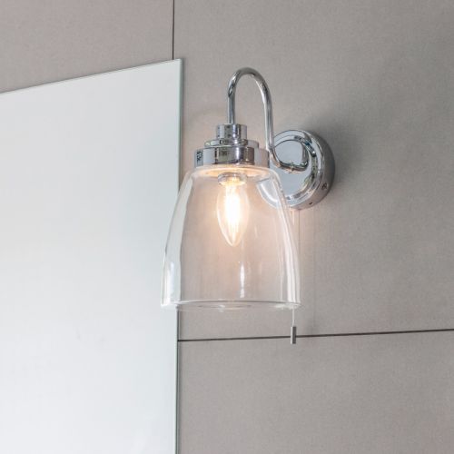 Endon Ashbury 1 Light Bathroom Wall Light Clear Glass & Chrome Plate 77088