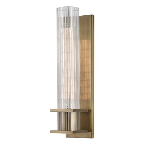 Hudson Valley Sperry 1 Light Wall Bracket Aged Brass with Clear Glass Shade 1001-AGB-CE
